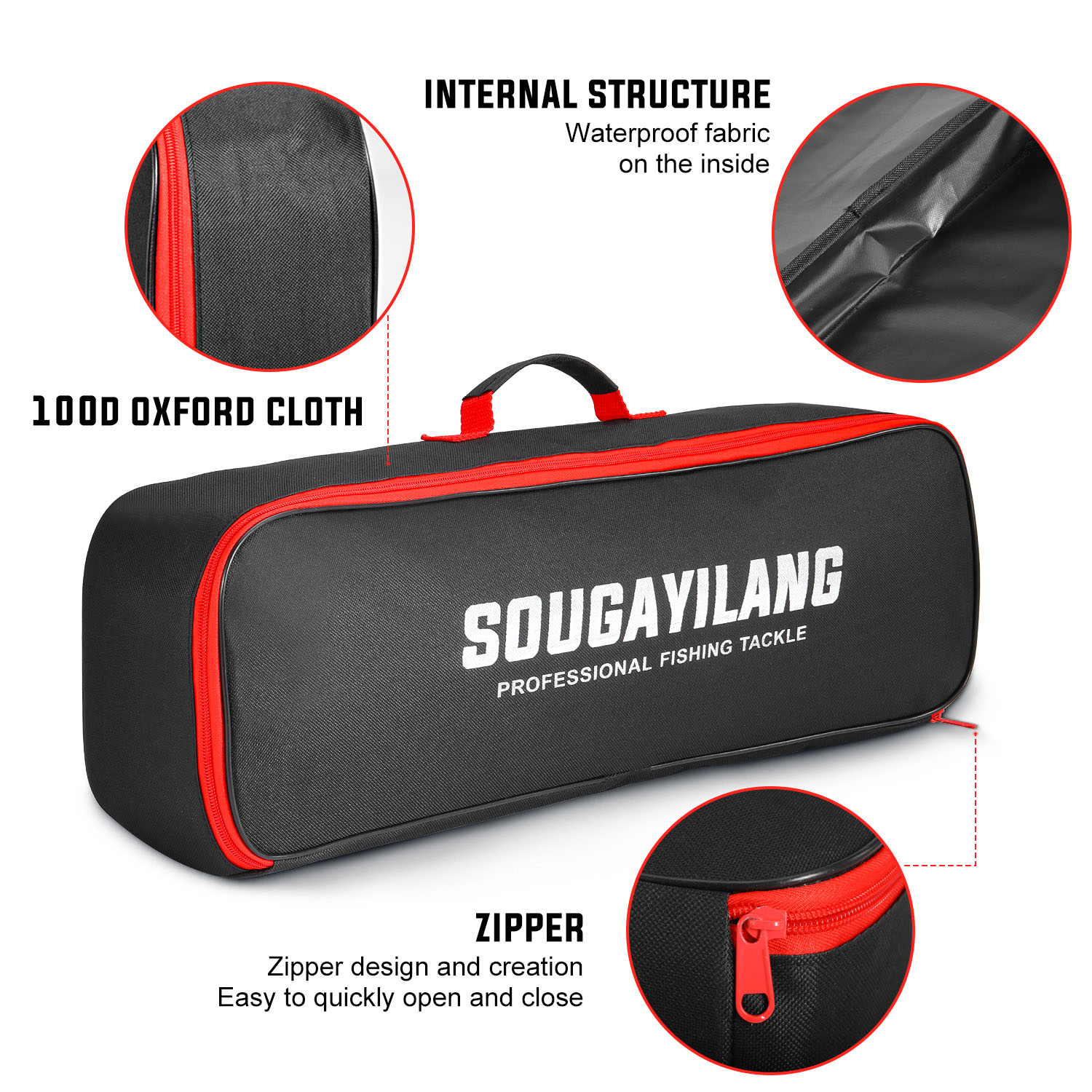 Sougayilang-caña de pescar Baitcasting y carrete, Kit completo de caña de 5 secciones y carrete de aluminio para juego de pesca de lubina de agua dulce