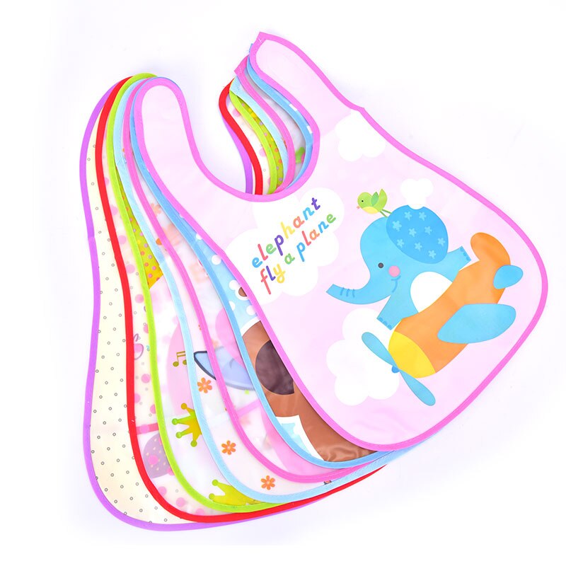 1Pcs Olifant Bib Verstelbare Slabbers Plastic Waterdichte Lunch Feeding Slabbetjes Baby Cartoon Voeden Doek Kinderen Baby Schort