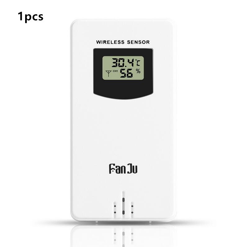 Fanju  w4 wifi klokke fuktighet trykk værmelding digital vekkerklokke temperatur med trådløs sensor: 1 ekstra sensor