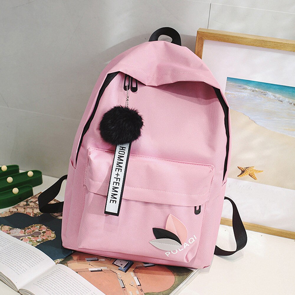 38 # Einfarbig Damen Rucksack Unisex Rucksack Tasche Schulter Leinwand Schule Tasche Schule Mädchen Große Kapazität Tasche Rosa bagpac: Pink