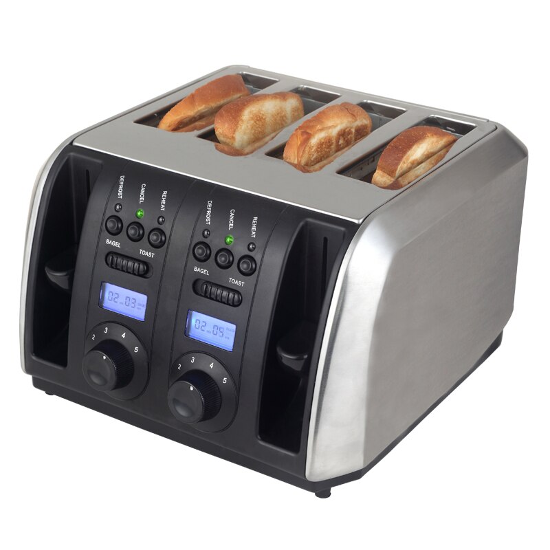 Commercial Toaster 4pcs LED display toasters oven baking kitchen appliances breakfast bread sandwich maker fast safety