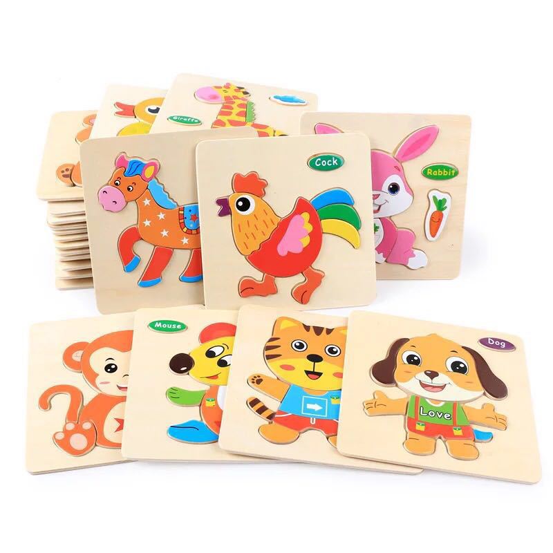 Di Puzzle Trama di Legno Animale Giocattoli Educativi di Apprendimento Precoce per I Bambini Per Bambini di Scuola Materna AN88