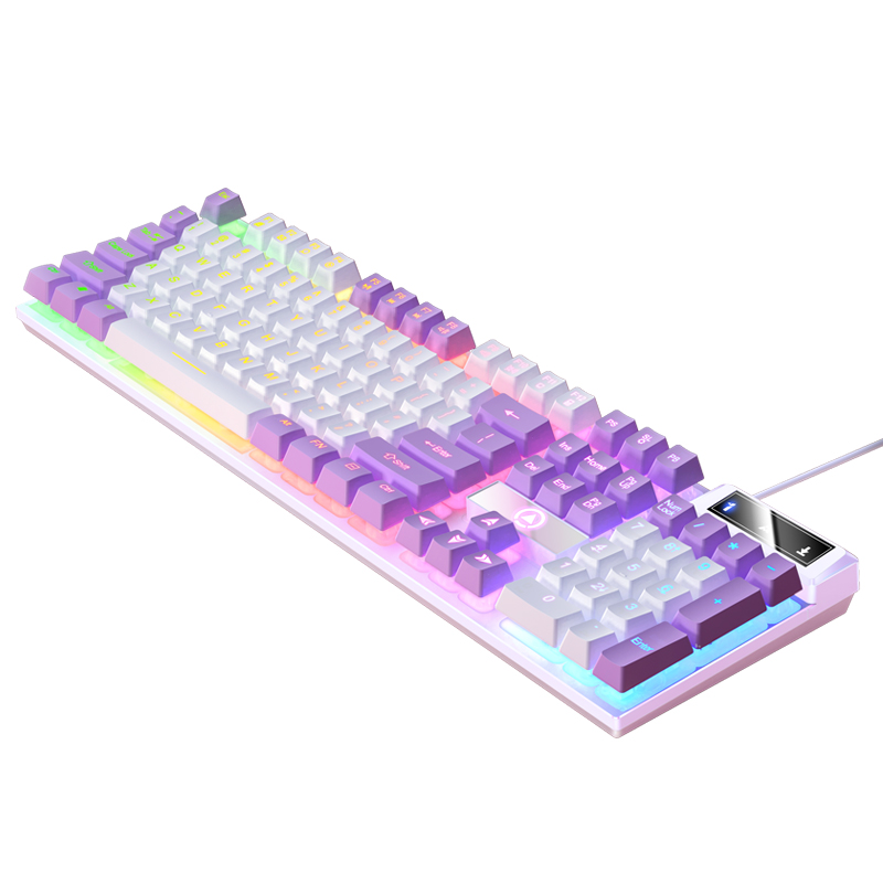 Bedraad USB-gamingtoetsenbord met achtergrondverlichting, 104-toetsen gamertoetsenbord voor computer/laptop/pc, ergonomisch , kantoorgamingaccessoire: Goud