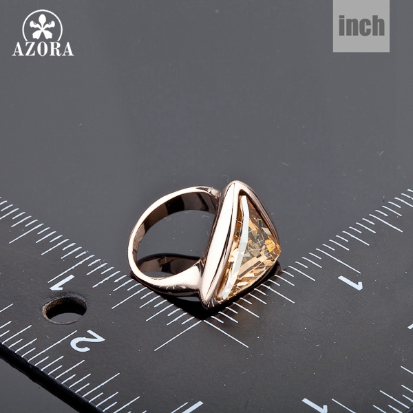 AZORA Rose Goud Kleur Goud Kleur Driehoek Stellux Oostenrijkse Crystal Ring TR0015