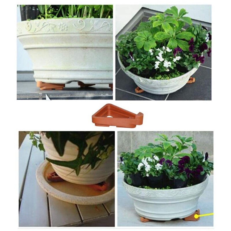 Pies de maceta para plantas de 12 piezas, elevadores invisibles de maceta para flores, combinación de bricolaje con dedos de los pies de Triple esquina, elevadores de maceta para plantador de flores