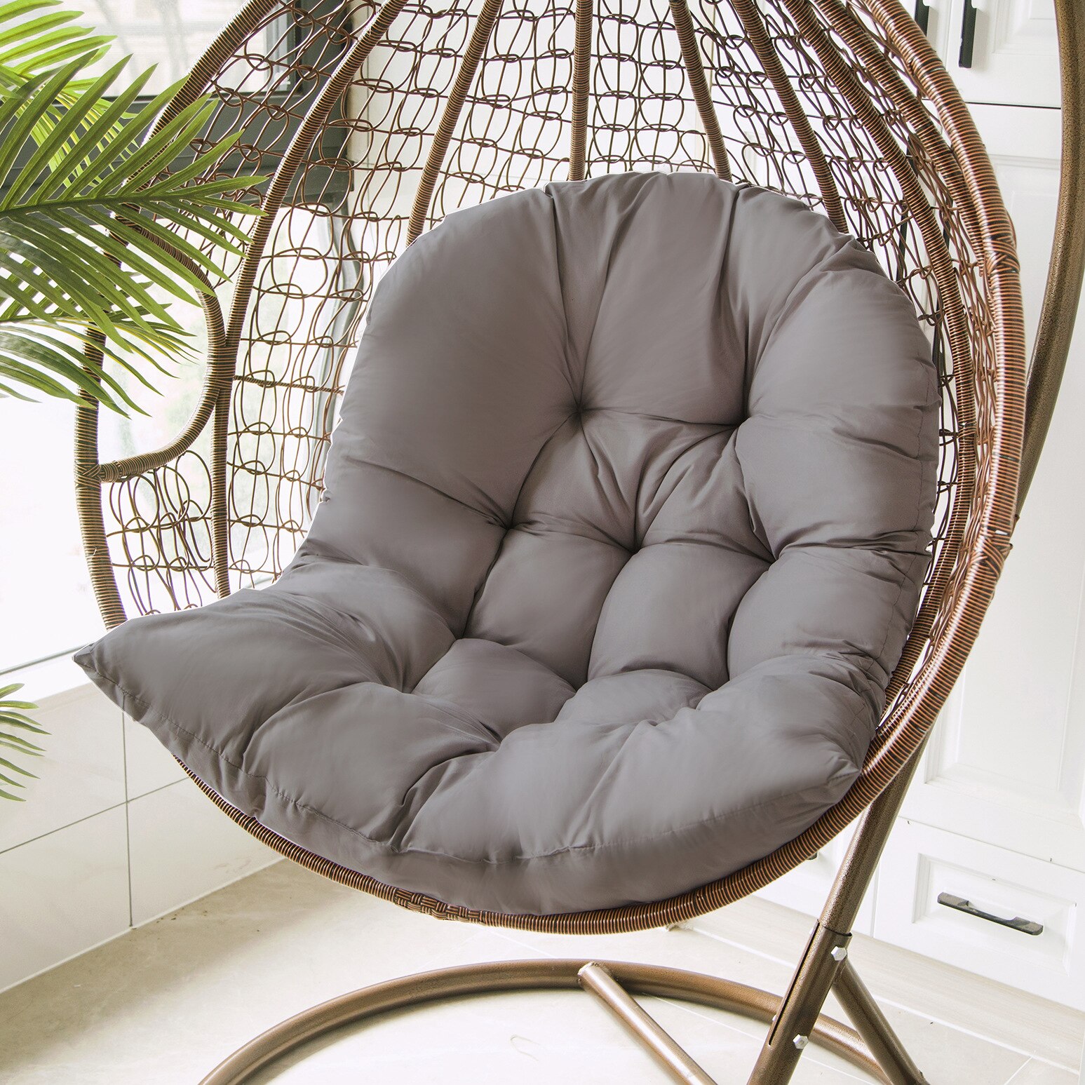Ei Stoel Mat Swing Hangmat Kussen Schommelstoel Kussen Cradle Kussen Tuin Outdoor Indoor Home Decor Zonder Swing Stoel: Dark gray Cushion