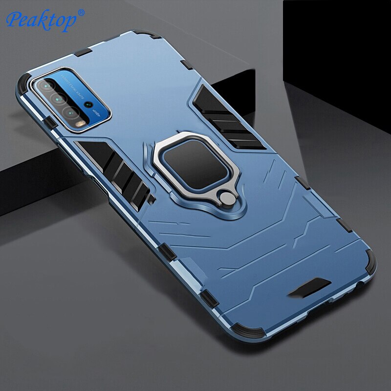 Armor Shockproof Coque for Xiaomi Redmi 9T Case for Redmy 9T 9 T T9 Redmi9T Funda Hard PC Car Magnetic Holder Protect Ring Cover: Blue