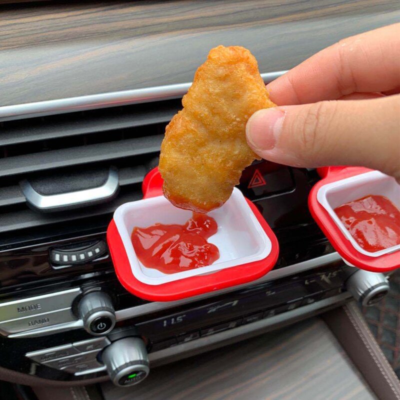 Bil pommes frites hållare förvaringslåda bock hamburgare matbricka resa äta i bilen dricka mugghållare saucemoto dip klämma bil-styling