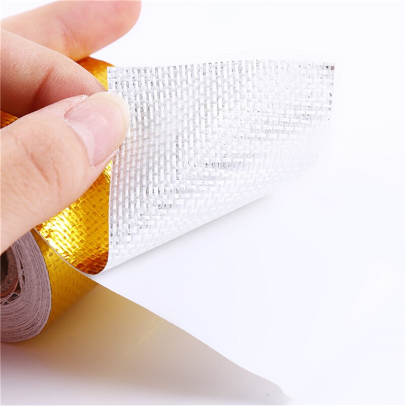 5mx5cm Fiberglass Heat Reflective Tape Gold High Temperature Heat And Sound Shield Wrap Roll Adhesive Car Accessories