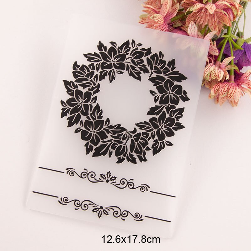 Embossing Folder Flower Wreath Scrapbooking Plastic Embosser Folders Card Making Supplies Album Wedding Invite Paper Craft Decor