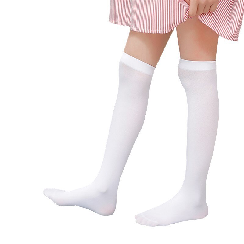 Sommer Weiß Knie Hohe Socken freundlicher Mädchen Lange Röhre Socken für freundlicher Schule Schüler Uniform Samt Spitze Streifen Dünne Socken 3-12Y