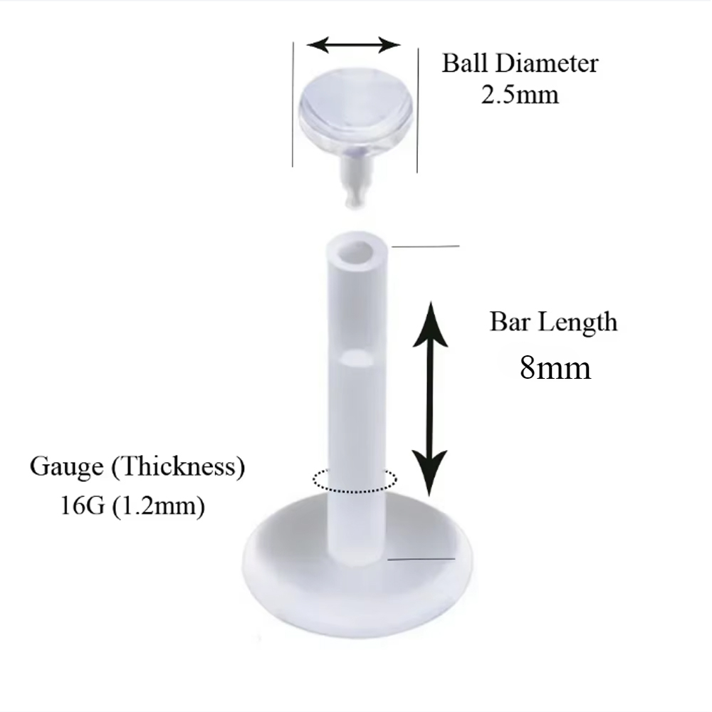 Anneau Labret en acrylique Transparent, 14g et 16g, retenue de lèvre Monroe, barre enfichable, clou Bioflex, Piercing d'oreille et de corps, 10/20 pièces: green / Couleur or