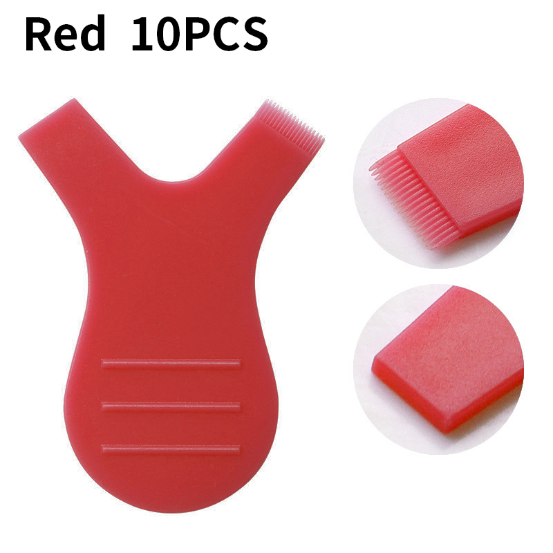 10 Uds. Cepillo de pestañas en forma de Y, suministros para extensiones de pestañas permanentes, peine limpio de plástico reutilizable, herramientas de elevación de pestañas injertadas, cepillo de extensión: Gris
