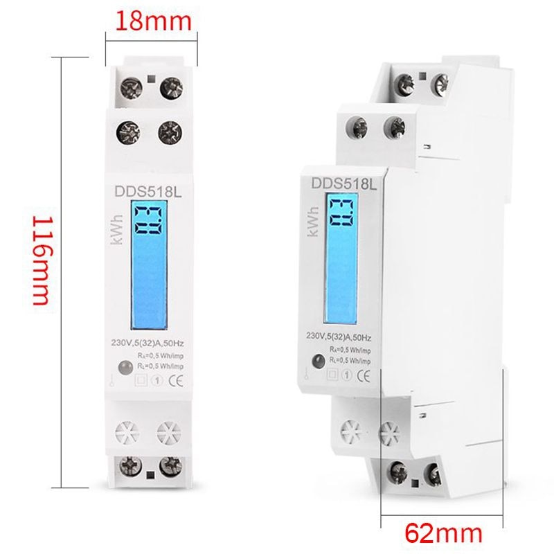 Single Phase LCD Backlit Wattmeter Power Consumption Watt Energy Meter kWh AC 5-32A 230V 50Hz 110V 60Hz Electric Din Rail Mount