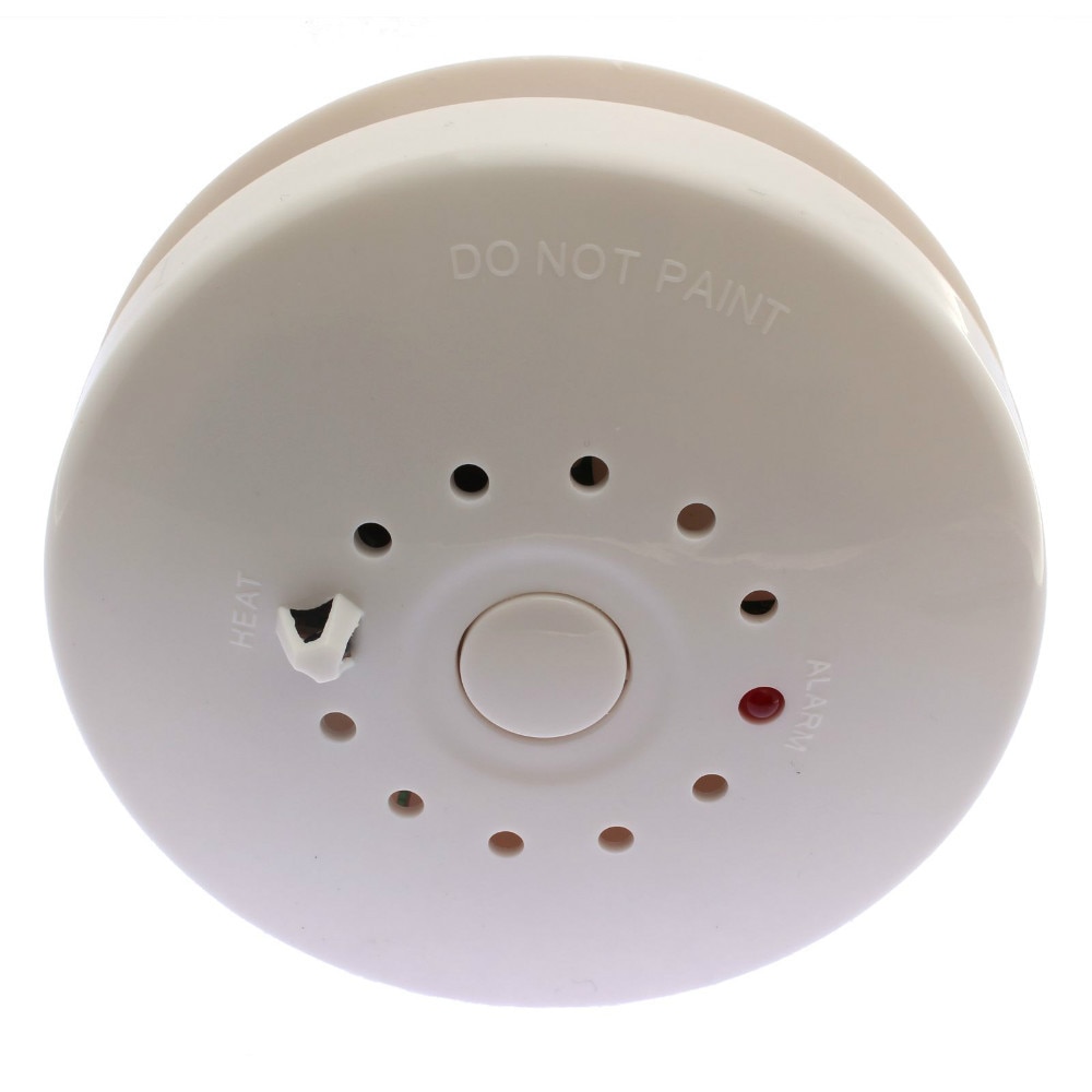 Detector fotoeléctrico de humo y calor con alarma de cuerno de 85dB fuente de alimentación de 12V o 9V (no incluida)