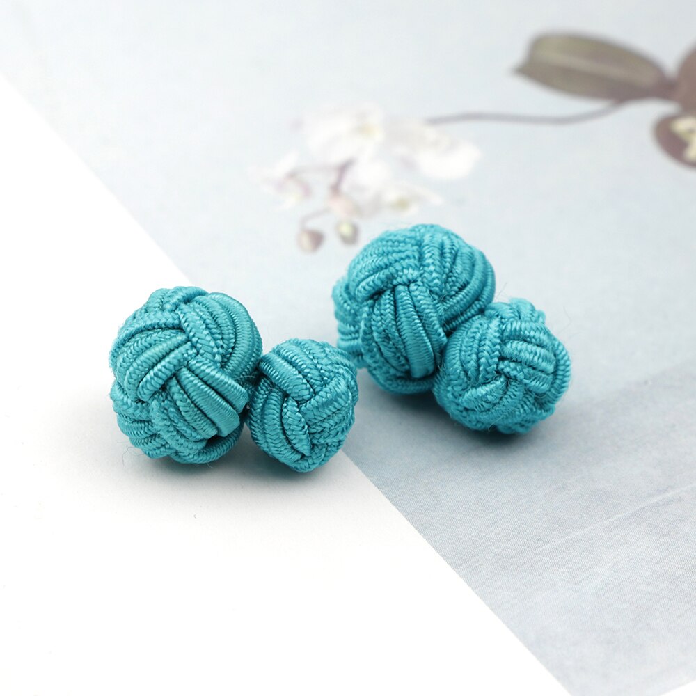 Kleurrijke Dubbele Touw Bal Knoop Manchetknopen Effen Kleuren Gevlochten Handgemaakte Elastische Upscale Mannen Klassieke Manchetknopen Voor Mannen: 20