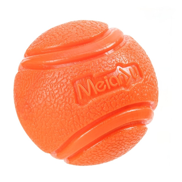 Dog Toys Ball Pet Dog Bouncy Rubber Solid Ball Resistance To Chew Toys Outdoor Throwing Recovery Training for Dogs: orange / M-6cm