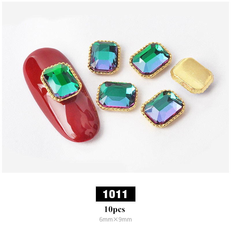 10 pièces breloque alliage Base 3D Nail Art strass décorations à dos plat brillant cristal bijoux diamants manucure accessoires: 1011