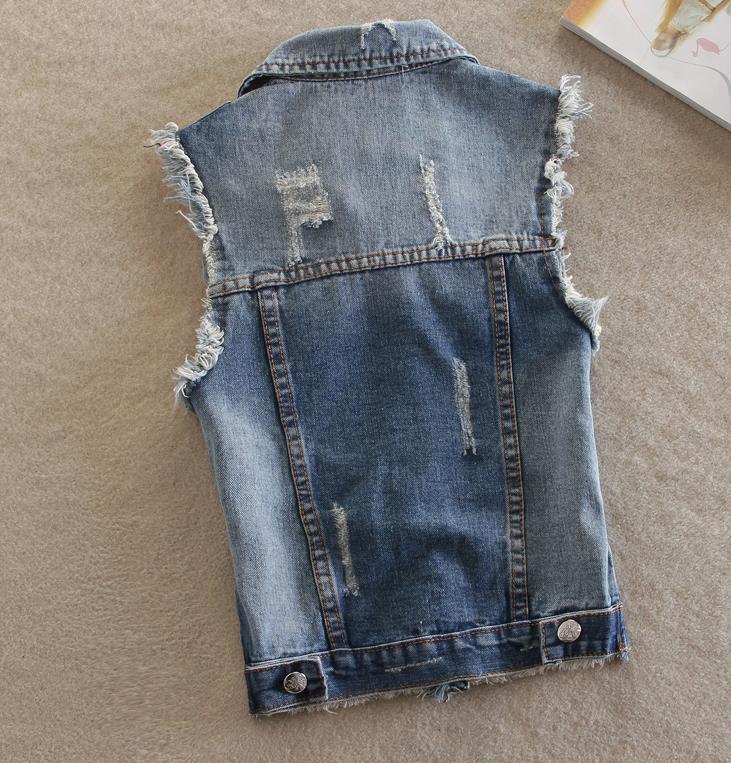 Spring chalecos mujer plus size denim vest cowboy nitter kort jakke