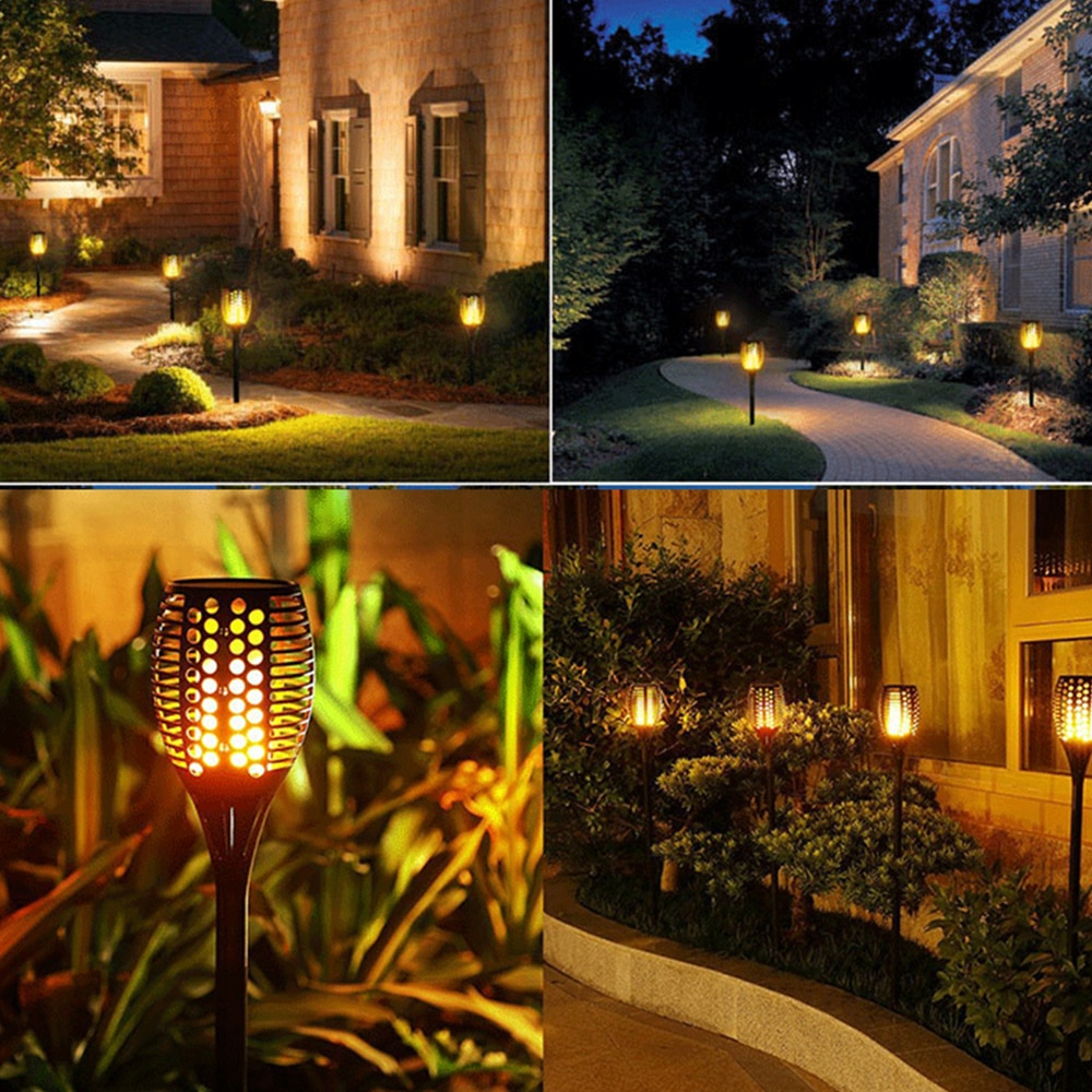 LED Solar Flame Lights Outdoor 12 Led Solar Garden Light Flickering Flame Torches Lamp For Courtyard Garden Balcony