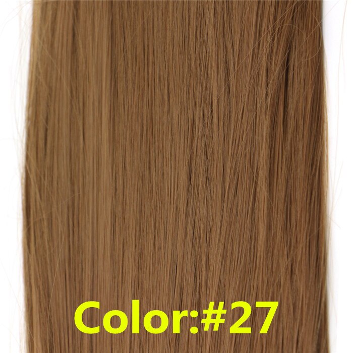 Feibin clip in hair extensions syntetisk hår 22 tommer 55cm langt lige hårstykke varmebestandigt  c46: #27