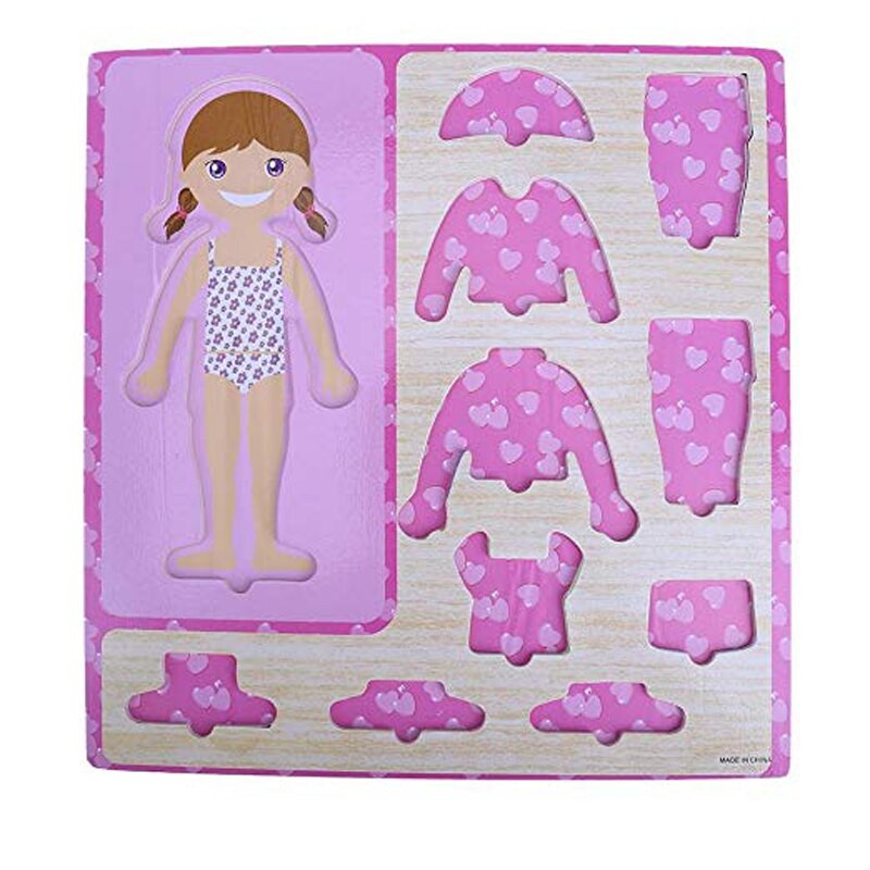 Baby Kleding Matching Puzzel Kinderen Houten Speelgoed Kinderen Early Educatief Figuur Puzzel Spelletjes Baby Jongens Meisjes Dress Up Speelgoed