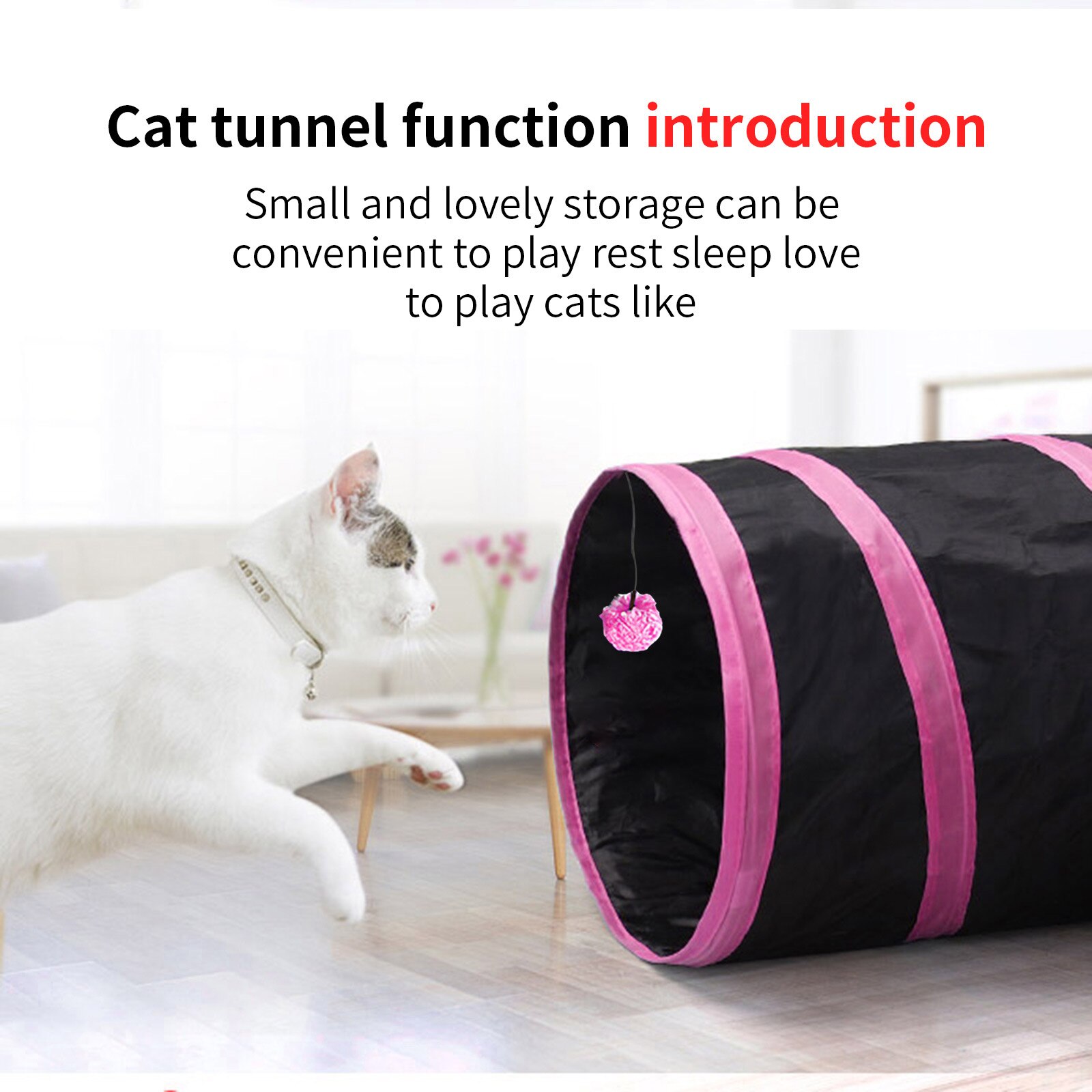 Grote opvouwbare kattentunnel 130 x 30 cm - bruin suède - geschikt voor katten en... | bol