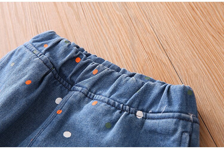 Baby Meisje Jeans Kinderen Mode Denim Broek Herfst Kinderen Meisje Polka Dot Print Cowboy Broek Baby Denim broek 2-8Y