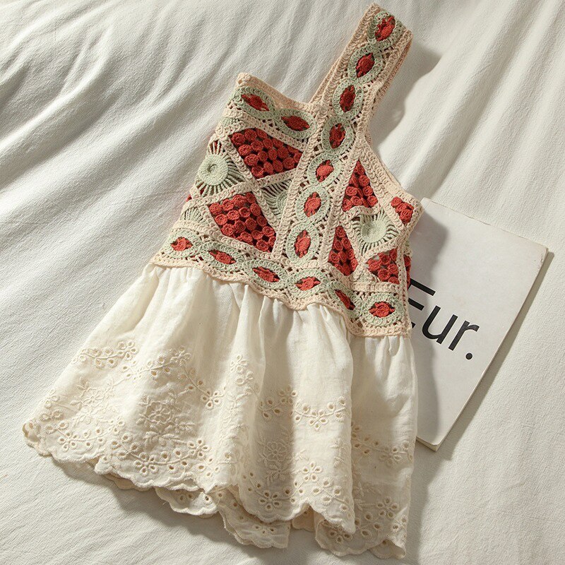 Patchwork cropped top dametøj strikket hul camisole kvindetøj rygløse blondetoppe dame tank-top sommer