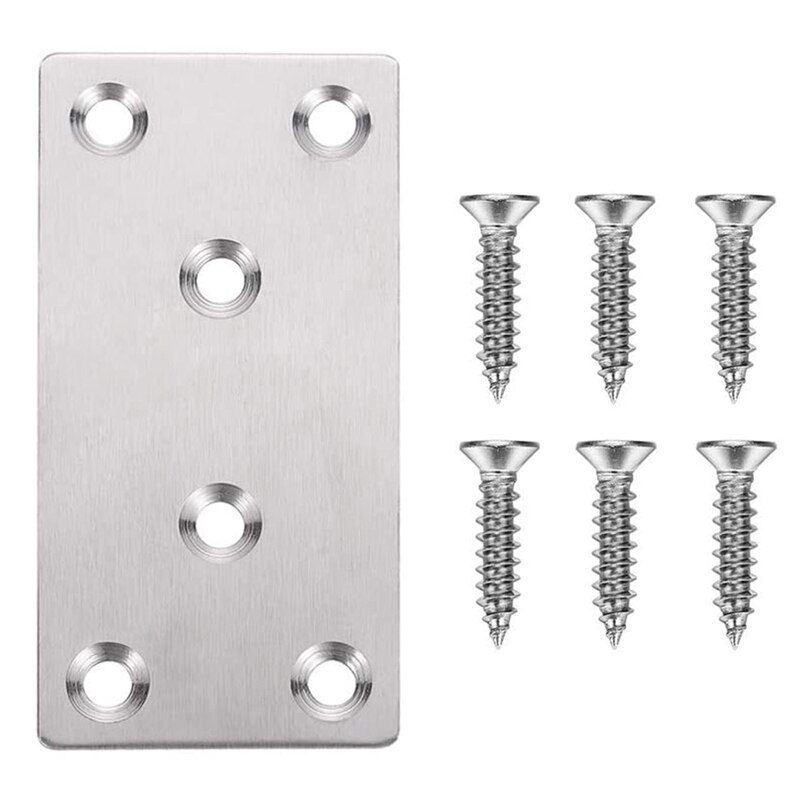 16PCS Flat Bracket Stainless Steel Straight Fixing Repair Board, Straight Bracket Repair Board is Suitable for Furniture