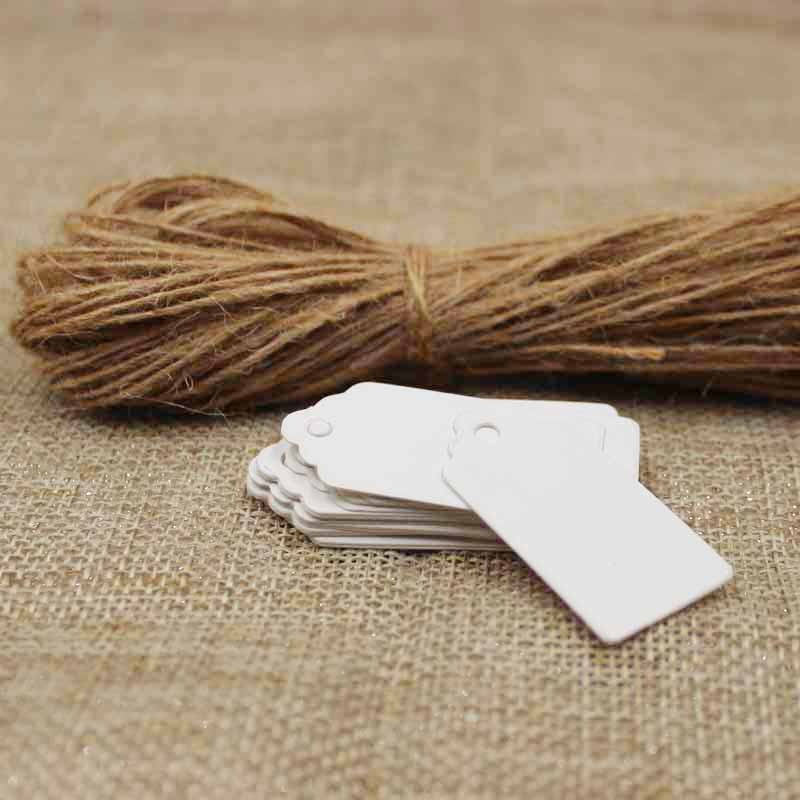 wit/zwart/bruin blank jacobsschelp Tag met string producten hang tag 2*4 cm 100 stks + 100 stks hennep string voor goederen tonen