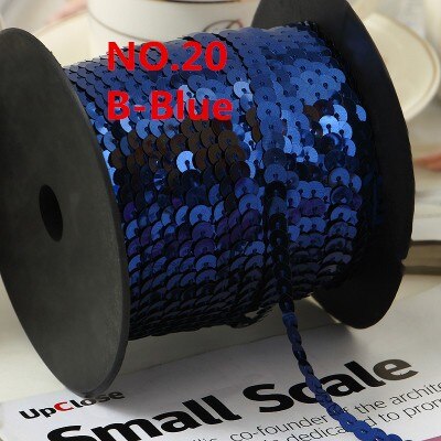 100 Yards 6mm Platte Ronde Pailletten Lint Naaien onTrim, Spangle Pailetten Strings in Roll Voor Ambachten, Vrouwen Doek Accessoires: Navy Blue