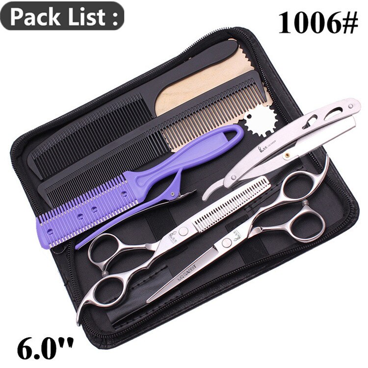 Set de Ciseaux de Coiffure - 6.0 Pouces 17.5cm JP Acier Inoxydable Ciseaux Amincissants pour Salon de Coiffure: M1006 yin k -b 6n