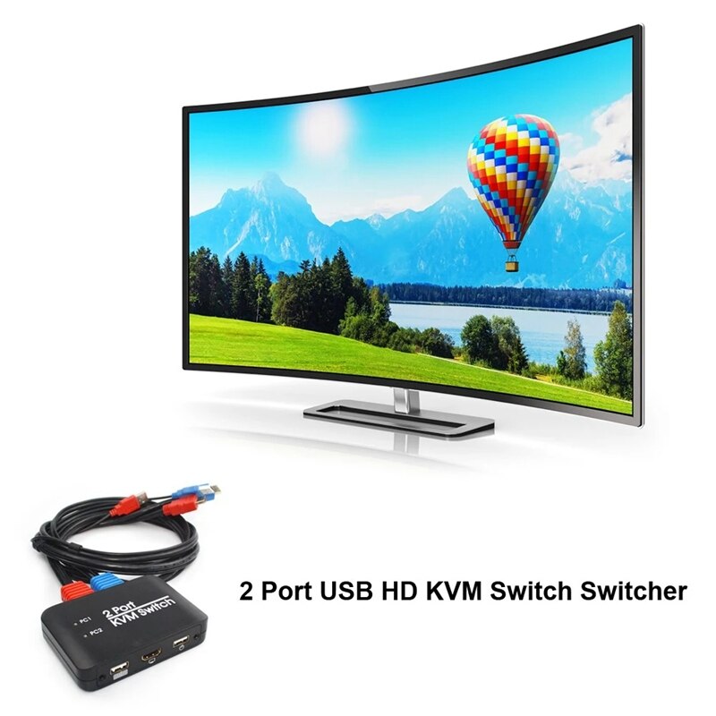 2 Port USB HD KVM Switch Switcher for Dual Monitor Keyboard Mouse HD Switch Support Desktop Controller Switching
