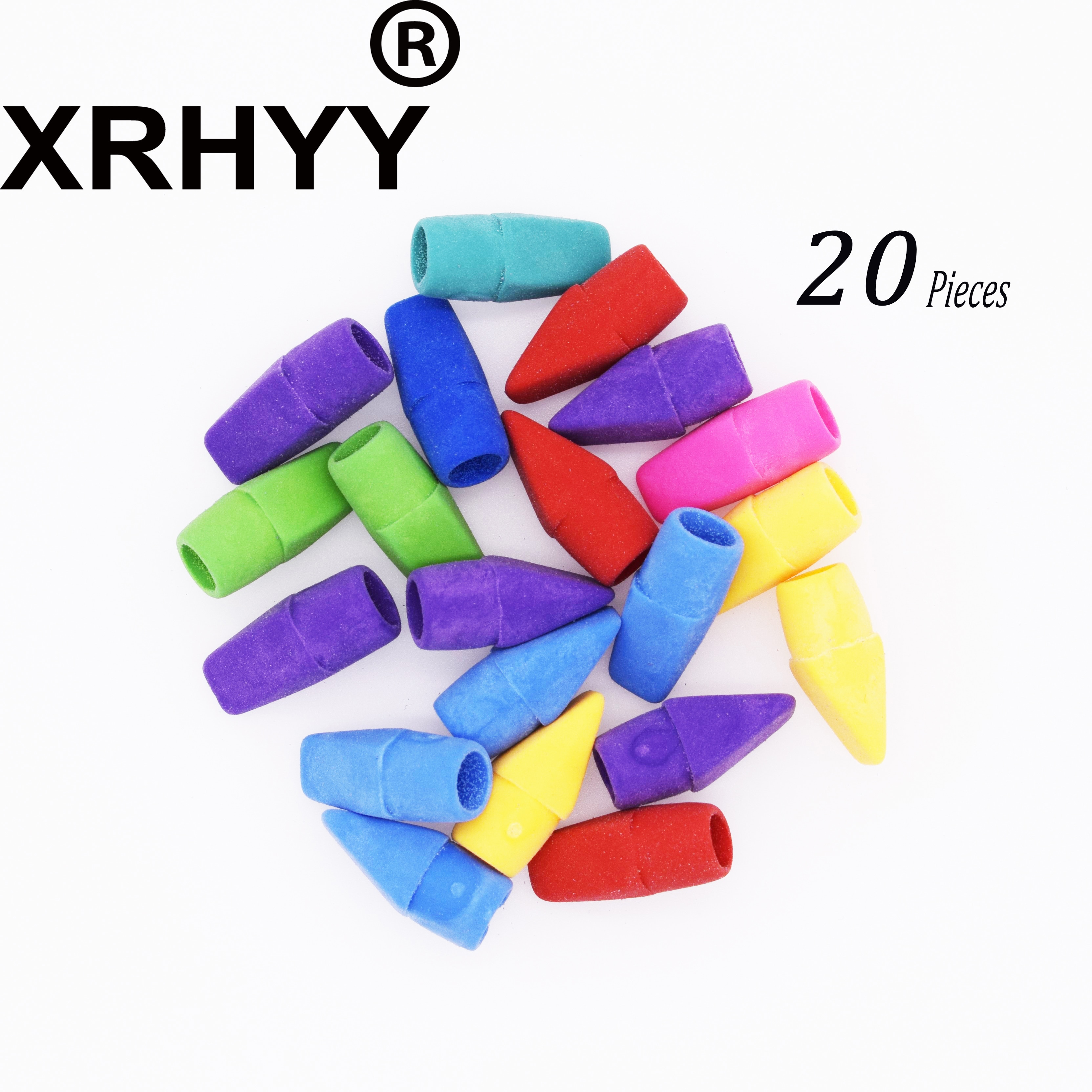 XRHYY 1 Pack Van 20 Stukken Potlood Top Gum Caps Beitel Vorm Potlood Gum Toppers Diverse Kleuren In Bulk (willekeurige Kleur)