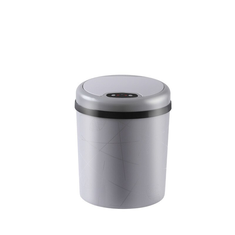 KONCO Intelligent Sensor Trash Can Living Room Kitchen Bathroom Electric Automatic Induction Trash Bins Waste Bins: grey 8L