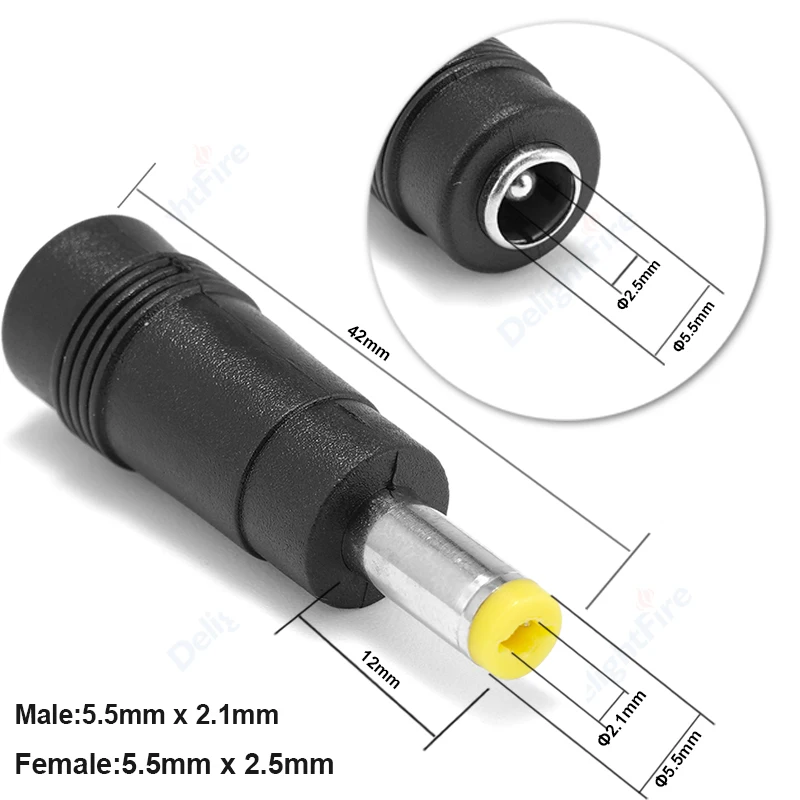 DC-Netzstecker-Stecker-Adapter, 5,5 x 2,1 mm Buchse auf 5,5 x 2,5 mm Stecker, Schalttafelmontage, Terminal-Konverter für Laptop: MULTI / 20-29 Stücke