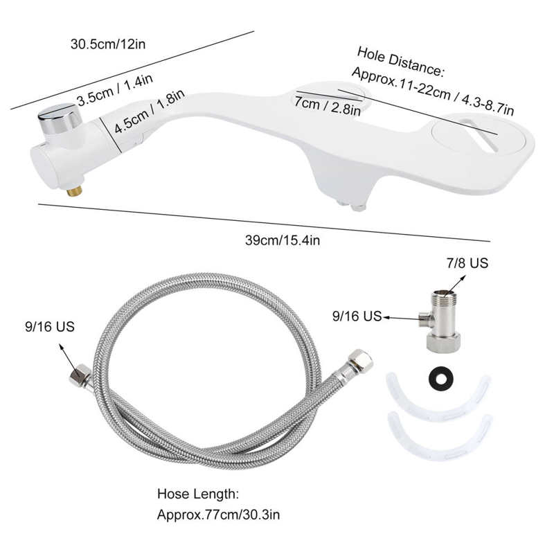 Wc Bidet Wc Bidet 7/8 Us Bidet Toilet Attachment Niet-elektrische Dual Nozzle Verstelbare Druk Wassen Badkamer