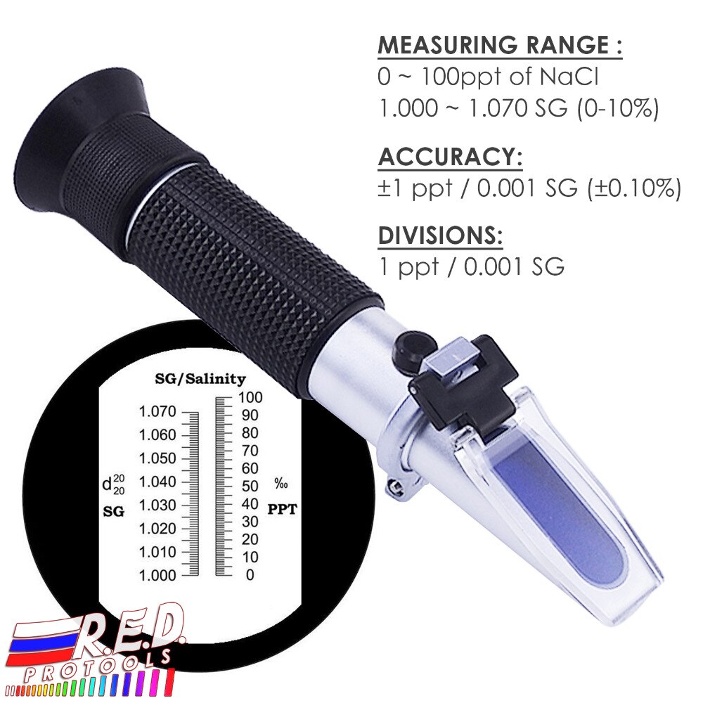 Portable Handheld Traditional NaCI Durable Heavy duty Salinity Refractometer 0-10% ATC Aquarium Salt Water