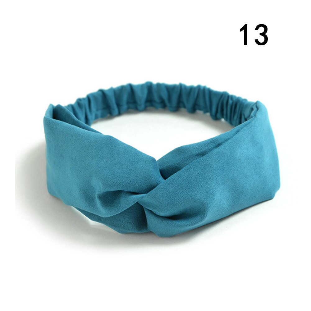 Suede Twist Tulband Vrouwen Haarband Bows Elastische Hoofddoek Sport Haarbanden Head Band Knoop Hoofdband Voor Meisjes Hoofddeksels Headwrap: 13