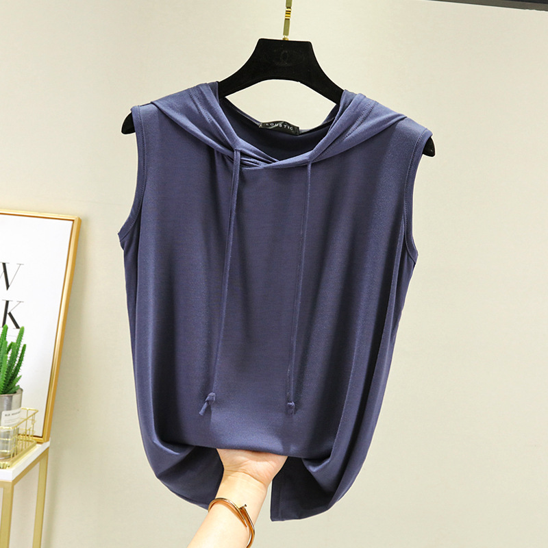 Sommer Laufen Ausbildung Spitzen Frauen ärmellos Mit Kapuze Reißverschluss Yoga Hemden Für Sport Fitnessstudio Panzer Spitzen schnell trocken Fitness Sportbekleidung: XXL / Blau
