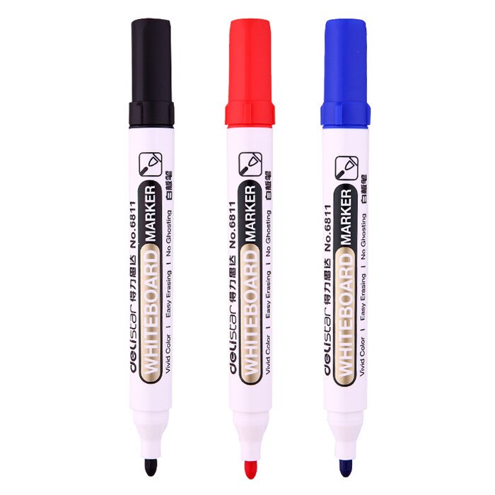 1Pc Deli 2Mm Whiteboard Markers Wissen Marker Pen Kinderen Tekening Pinting Graffiti Kantoor School Briefpapier 3 Kleuren: Random Color