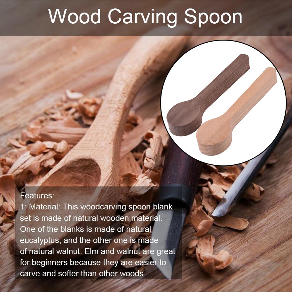 Treskjæring skje blank sett bøk valnøtt uferdig tre håndverk whittling carving kit for nybegynner whittler 35 fp 24