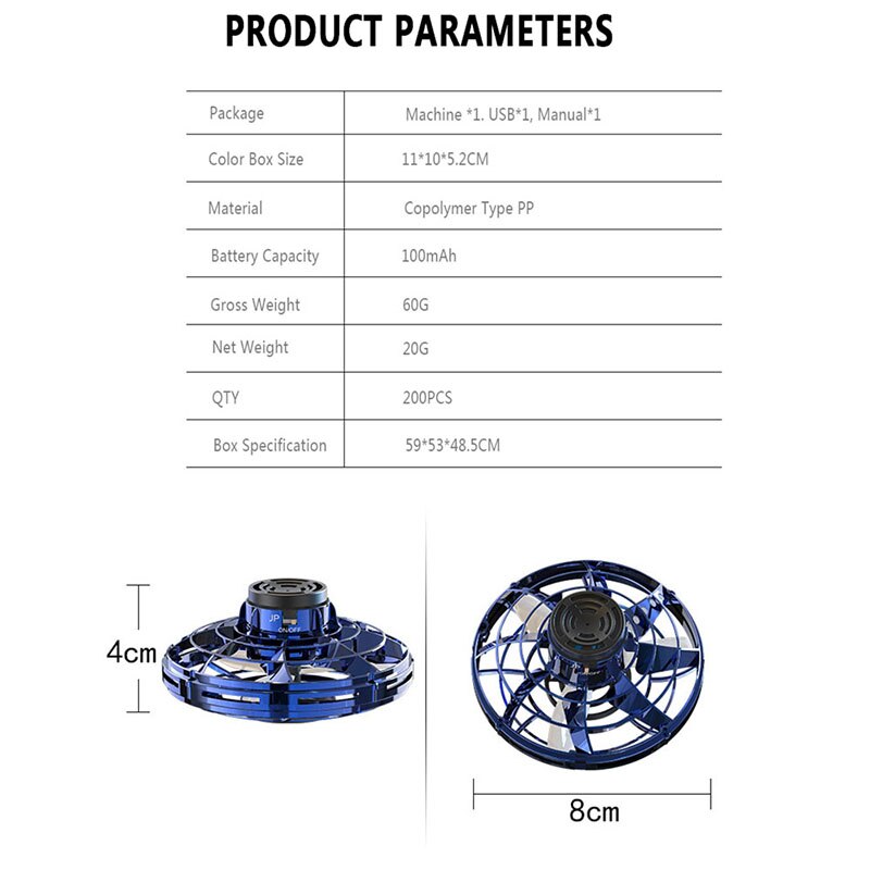 Flynova original drone flyvende spinner fidget legetøj håndbetjent mini ufo flyorb fly spinner legetøj til børn voksen