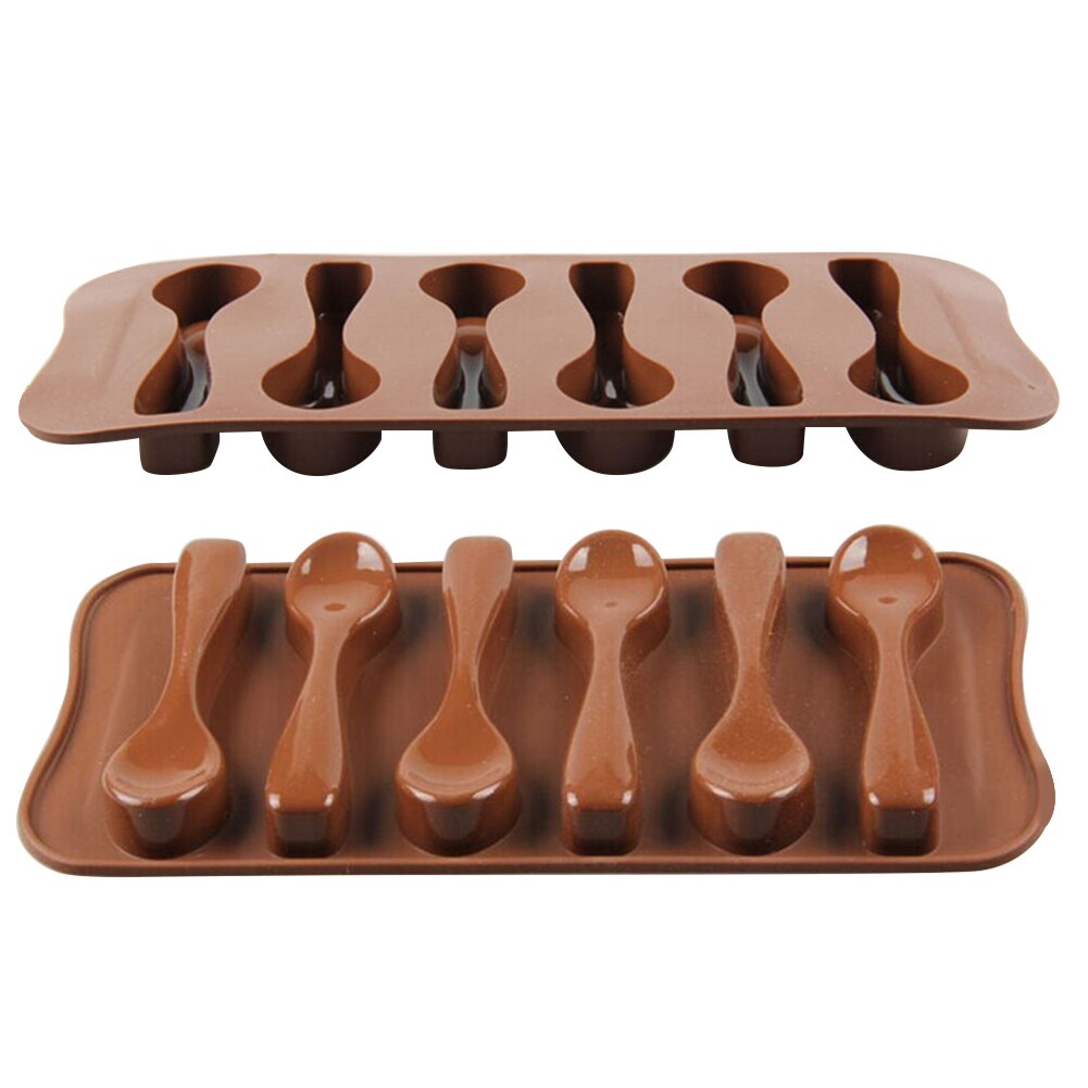 6 Spoon Silicone Mold High Temperature Resistant Ice Mould for Chocolate Candy Baking Cake Decoration HKS99