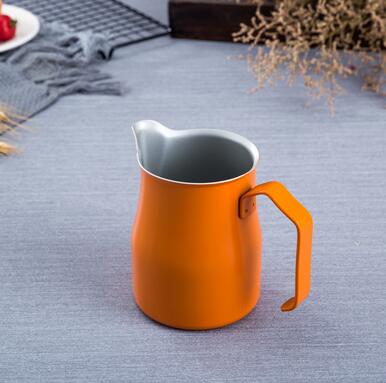 Stainless Steel Milk Frothing Pitcher Jug Espresso For Coffee Moka Cappuccino Latte Drinks Barista Craft: 750ml / Orange
