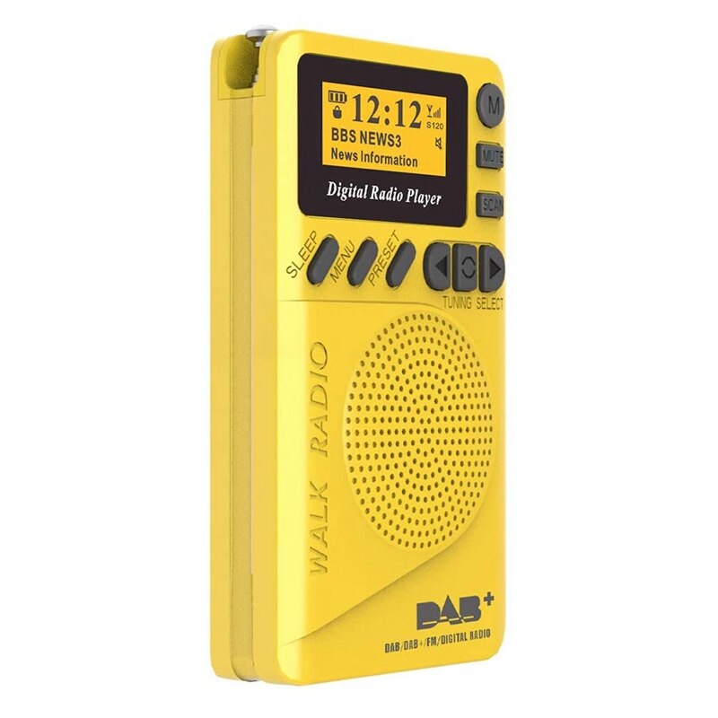 Fickradio bärbar dab digital radio uppladdningsbar fm-radio lcd-skärmhögtalare för gång eller jogging