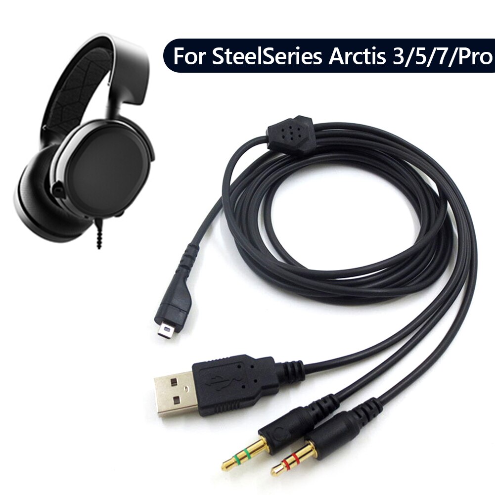 OFC Replacement RGB PC USB Aux 3.5mm Mic Audio Cable Splitter Cord for SteelSeries Arctis 3 5 7 Pro Wireless Gaming Headsets