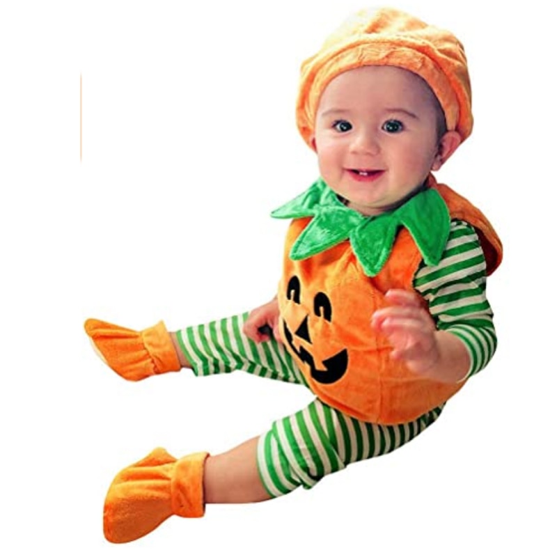 Peuter Baby Meisjes Pompoen Halloween Kostuums Grappige Duivel Pompoen Tops Hoed Schoenen Outfits Set Baby Halloween Kostuum Kleding