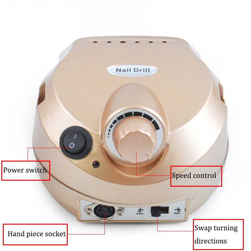 Máquina pulidora eléctrica para uñas, Kit de manicura con brocas de 35000RPM, 110V/220V, taladro acrílico para pedicura
